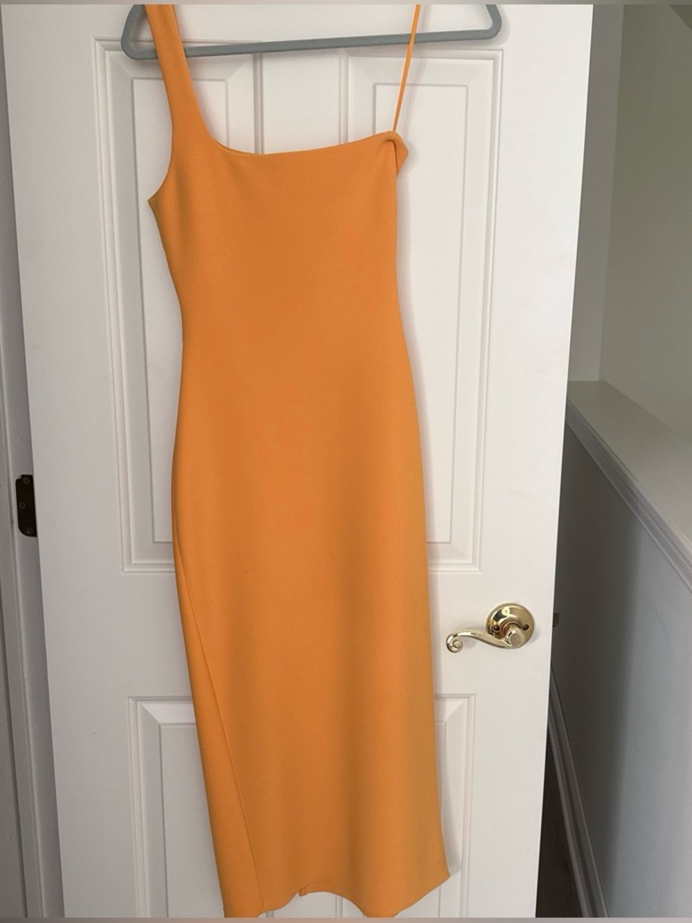 bec + bridge One-Shoulder Tangerine Slip Dress